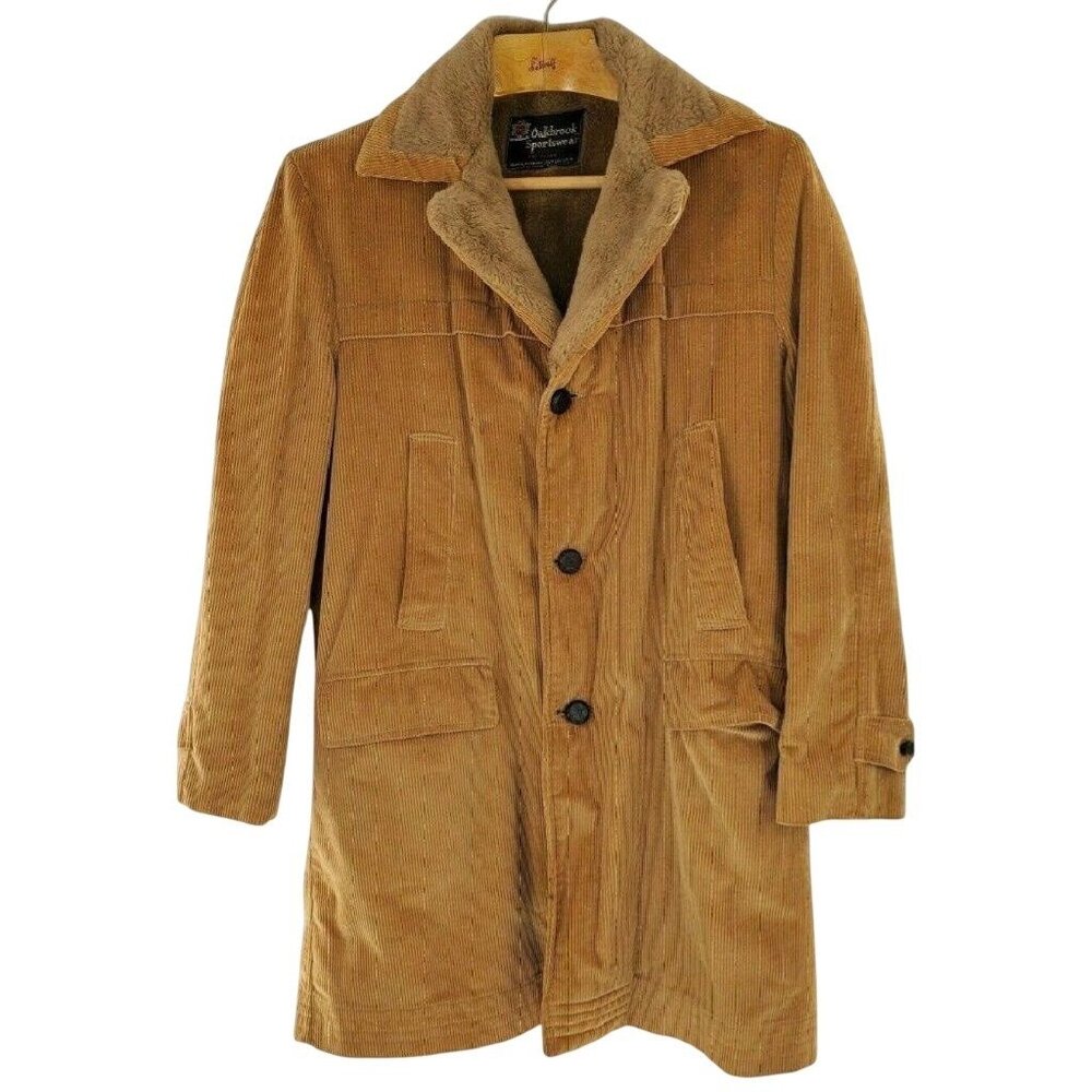 Vintage Oakbrook Corduroy Coat‎ Mens 40–42 Faux Shearling Lined Sears USA